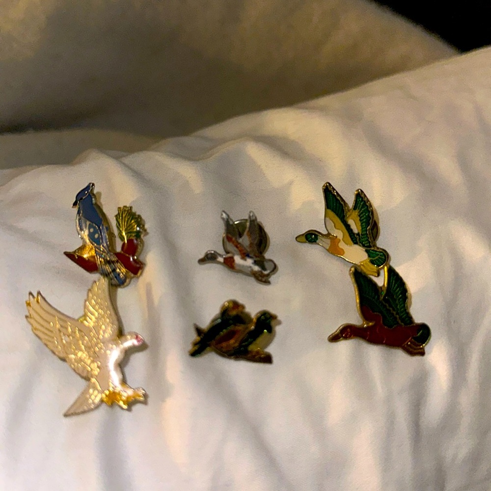 3/28–4 Six Vintage Bird Pins